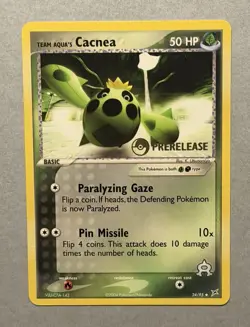 Pokemon TCG Team Aqua's Cacnea 24/95 Team Magma Team Aqua Prerelease Stamp 2006 - Image 1