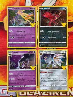 Pokemon Celebrations 4 Card Holo Lot - Xerneas / Yveltal / Lunala / Solgaleo - Image 1