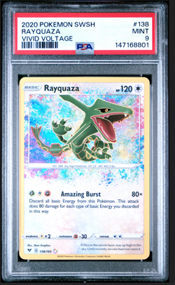 Pokemon TCG Rayquaza 138/185 Vivid Voltage Amazing Rare Holo PSA 9 MINT - Image 1