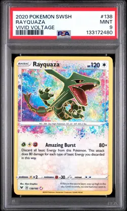 2020 POKEMON SWORD & SHIELD VIVID VOLTAGE #138 RAYQUAZA PSA 9 - Image 1