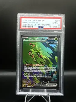2024 Pokemon TEF EN Iron Leaves EX 203/162 Special Illustration Rare PSA 8 - Image 1