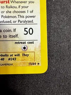 Pokemon Raikou 1st Edition Holo Rare Neo Revelation 13/64 Ken Sugimori - Image 4