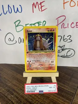 ✨ Pokemon Entei Neo Revelation 1st Edition #6 DOUBLE HOLO ERROR 2001 SWIRL ✨ - Image 1