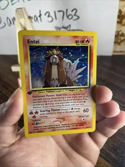 ✨ Pokemon Entei Neo Revelation 1st Edition #6 DOUBLE HOLO ERROR 2001 SWIRL ✨ - Image 2