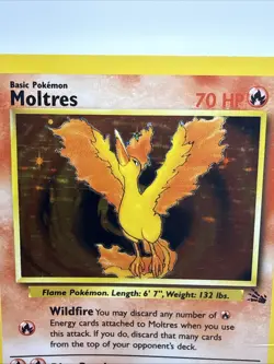 Pokemon MOLTRES Fossil Holo Rare 12/62 70 HP Vintage 1999 TCG Card - Damaged - Image 4