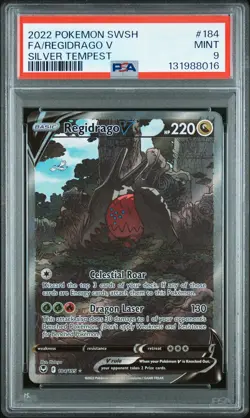 2022 POKEMON SWORD & SHIELD SILVER TEMPEST #184 FULL ART/REGIDRAGO V PSA 9 - Image 1