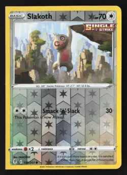 ERROR SQUARE MISCUT Pokemon Slakoth 129/203 SWSH07: Evolving Skies Reverse Holo - Image 1