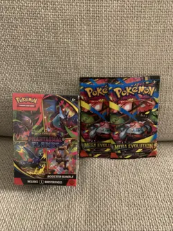 Pokemon TCG Phantasmal Flames Booster Bundle Sealed and Two Mega Evolution Packs - Image 1