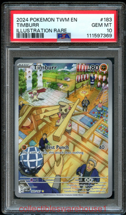 Pokemon Twilight Masquerade Timburr 183 PSA 10 - Image 1