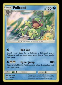 Politoed 25/145 Rare Guardians Rising Holo Pokemon NM - Image 1