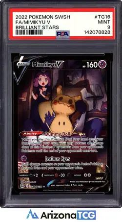 Pokemon 2022 Mimikyu V TG16 Full Art Trainer Gallery Brilliant Stars PSA 9 - Image 1