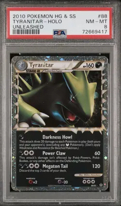 2010 POKEMON HEARTGOLD & SOULSILVER UNLEASHED #88 TYRANITAR PRIME PSA 8 - Image 1