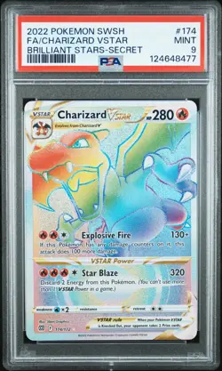 2022 POKEMON SWORD & SHIELD BRILLIANT STARS #174 FULL ART/CHARIZARD VSTAR PSA 9 - Image 1