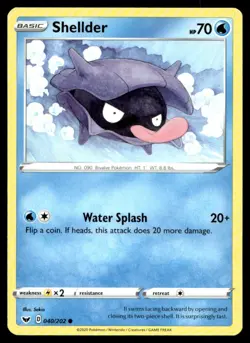 Shellder SWSH01: Sword & Shield Base Set 040/202 MP Pokemon TCG | Buy 1 Get 2 Fr - Image 1