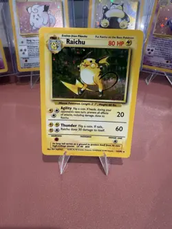 Pokemon Raichu Base Set 14/102 Holo Rare Stage 1 80 HP English Ken Sugimori - Image 1