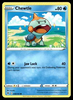 Chewtle SWSH04: Vivid Voltage 038/185 MP Pokemon TCG | Buy 1 Get 2 Free - Image 1