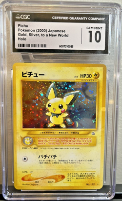 Neo Pichu Japanese CGC 10 MINT Holo 2000 Pokemon Gold Silver to a New World 172 - Image 1