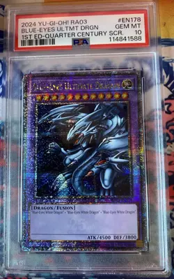 YU-GI-OH! Blue-Eyes Ultimate Dragon Quarter Century SCR 1st Edition PSA 10 EN178 - Image 1