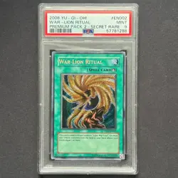 Yugioh PSA 9 MINT War-Lion Ritual PP02-EN002 Secret Rare Premium Pack 2 - Image 1