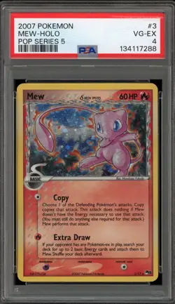 Pokemon Mew POP Series 5 Holo Rare #3 Inverted Back Error PSA 4 - Image 1