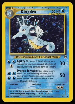 Kingdra 8/111 Unlimited Holo Rare Neo Genesis Pokemon English SWIRL LP - Image 1