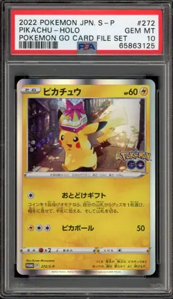 Pokemon Pikachu Pokemon Go Card File Set Japanese Holo Promo 272/S-P PSA 10 - Image 1
