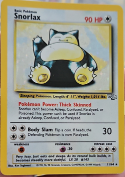 Pokemon Snorlax Jungle Holo Rare 11/64 90 HP Unlimited Basic English Card - Image 1