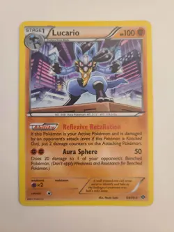 Pokemon 2012 Black and White Next Destinies Lucario 64/99 Holo Card Near Mint - Image 2