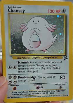 Pokemon Chansey Base Set 2 Holo Rare 3/130 120 HP Basic English Card - Image 1