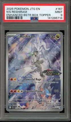 Pokemon N's Reshiram Journey Together Enhanced Bx. Topper #167 PSA 9 Mint - Image 1