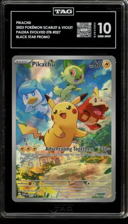 Pokemon Pikachu Paldea Evolved ETB Promo SVP EN 027 TAG 10 Gem Mint - Image 1