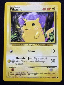 Pokemon TCG Pikachu Base Set 58/102 Regular Unlimited Common LP/MP - Image 1