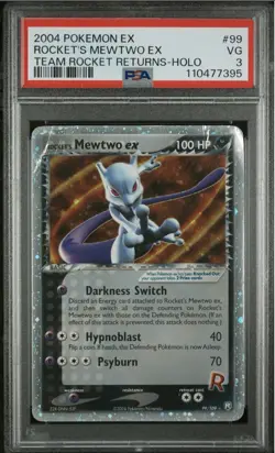 2004 POKEMON EX TEAM ROCKET RETURNS #99 ROCKET'S MEWTWO EX-HOLO PSA 3 - Image 1