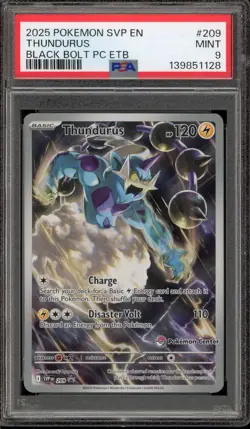 Pokemon Center Stamp Promo Thundurus Black Bolt ETB SVP EN 209 PSA 9 Mint - Image 1