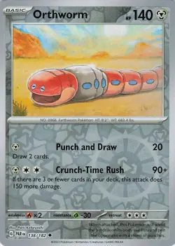 Orthworm Reverse Holo 138/182 Uncommon SV04: Paradox Rift NM Pokemon - Image 1