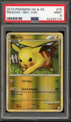 Pokemon Pikachu HeartGold & SoulSilver Reverse Holo #78 PSA 9 Mint - Image 1