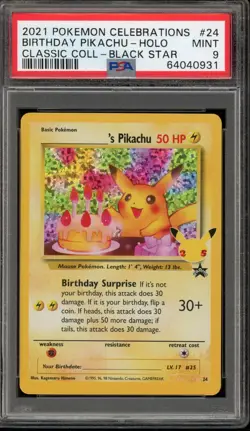 Pokemon Birthday Pikachu Celebrations Classic Coll. #24 PSA 9 Mint - Image 1