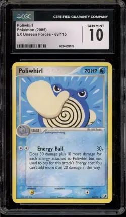 Pokemon Poliwhirl EX Unseen Forces #68 CGC 10 Gem Mint - Image 1