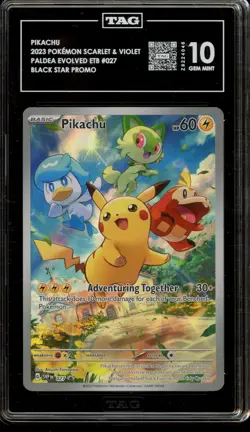 Pokemon Pikachu Paldea Evolved ETB Promo SVP EN 027 TAG 10 Gem Mint - Image 1