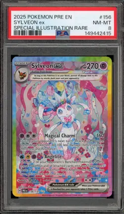 Pokemon Sylveon ex Prismatic Evolutions Special Illustration Rare #156 PSA 8 - Image 1