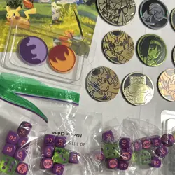 Pokemon TCG Dice, Coins, & Stickers Lot - Image 3