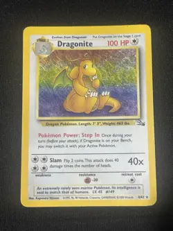 Pokemon Dragonite 19/62 Fossil Unlimited Rare Regular 100 HP - Image 1