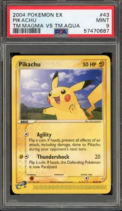 Pokemon Pikachu EX Team Magma Vs Team Aqua #43 PSA 9 Mint - Image 1