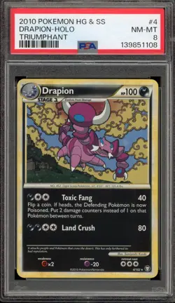 Pokemon Drapion Triumphant Holo Rare #4 PSA 8 - Image 1