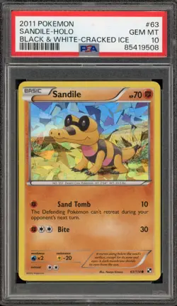 Pokemon Sandile Black & White Cracked Ice Holo #63 PSA 10 Gem Mint - Image 1