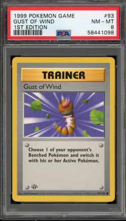 Pokemon Gust of Wind Base Set Shadowless 1st Edition #93 PSA 8 - Image 1