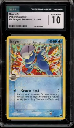 Pokemon Bagon EX Dragon Frontiers #43 CGC 10 Gem Mint - Image 1