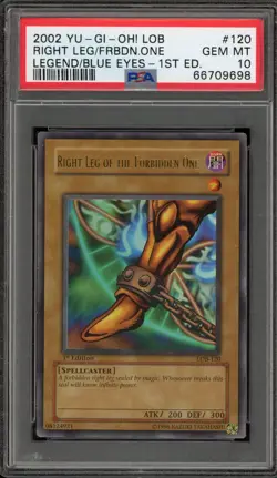 Yu-Gi-Oh! Right Leg of the Forbidden One Legend/Blue Eyes 1st Ed LOB-120 PSA 10 - Image 1