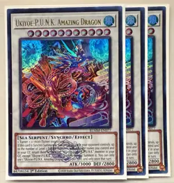 3x Ukiyoe-P.U.N.K. Amazing Dragon 1st Edition Ultra Rare BLMM-EN077 Yu-Gi-Oh! - Image 1