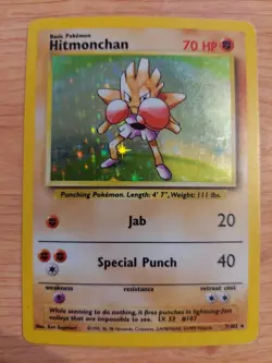 Hitmonchan - 7/102 (Base Set) - Lightly Played LP - Holo Rare - Image 1
